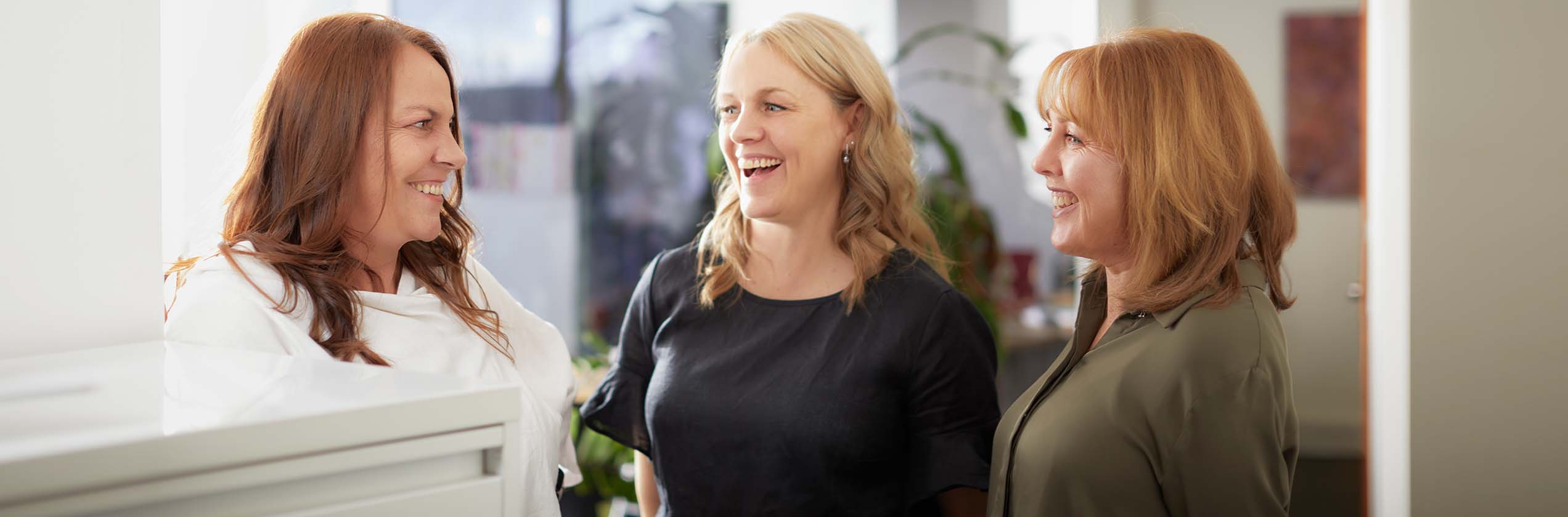 Three business lawyers talking in Sydney commercial law office